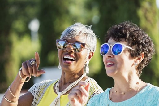 Two older women enjoying the Florida sun